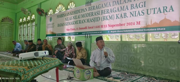 Dr. Erwan Efendi Tekankan Pentingnya Moderasi Beragama dalam Pembinaan BKM Nias Utara oleh MUI Sumut