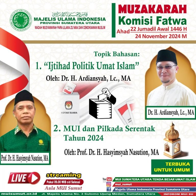 Jelang Pilkada  Komisi Fatwa MUI Sumut Bahas Ijtihad Politik dan Pilkada 2024