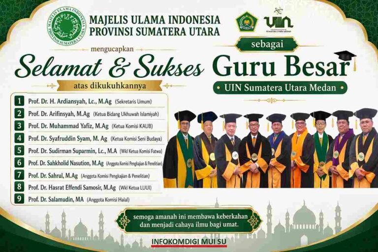Sembilan Pengurus MUI Sumut Dikukuhkan sebagai Guru Besar UIN Sumatera Utara