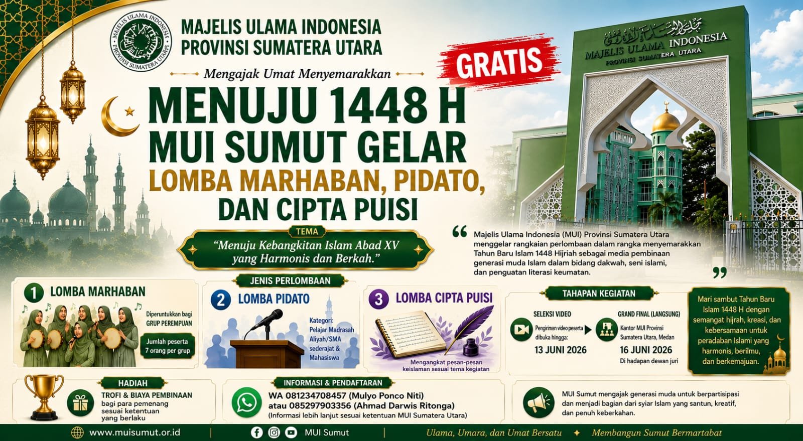 Menuju 1448 H, MUI Sumut Gelar Lomba Marhaban, Pidato, dan Cipta Puisi