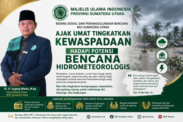 Bidang Sosial dan Penanggulangan Bencana MUI Sumatera Utara Ajak Umat Tingkatkan Kewaspadaan Hadapi Potensi Bencana Hidrometeorologis